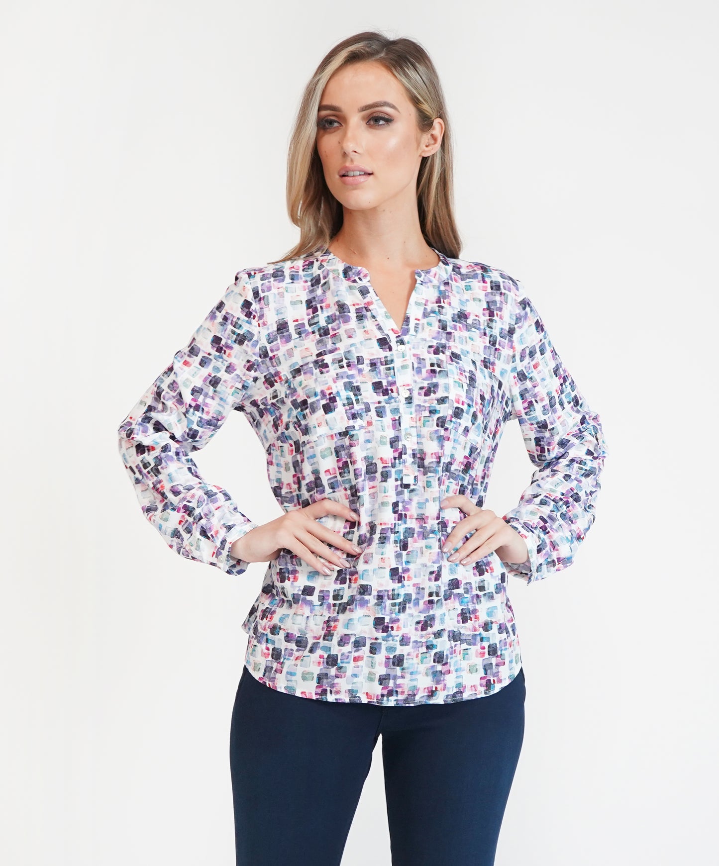 White Pattern Blouse