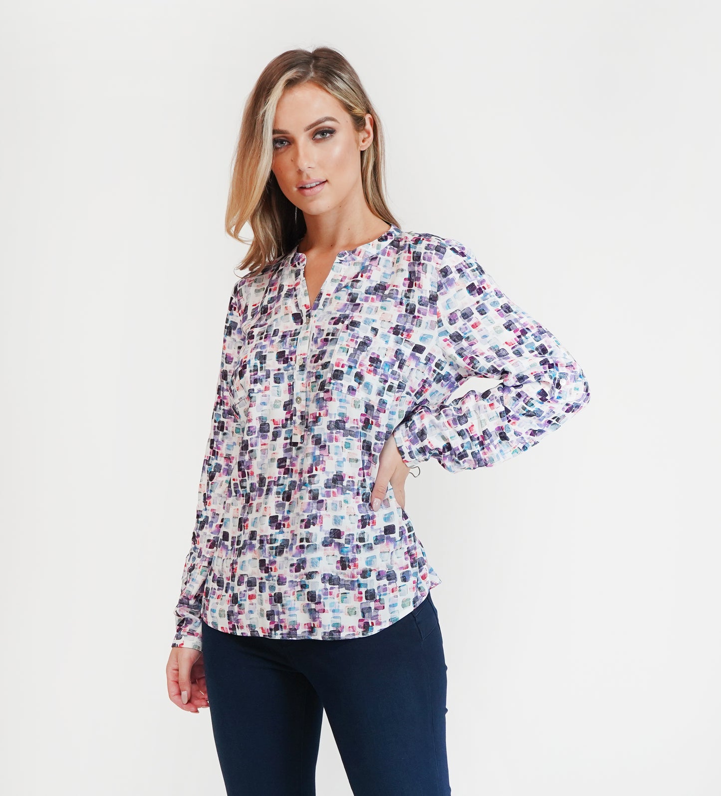 White Pattern Blouse