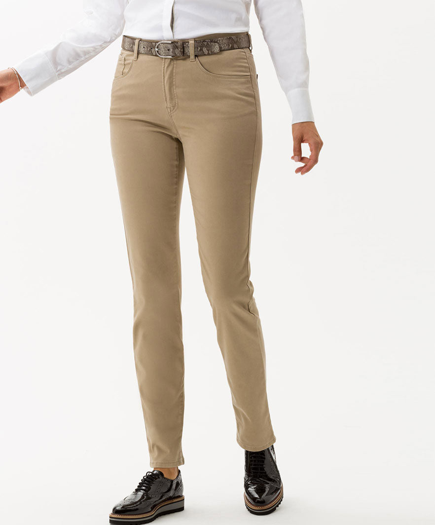 Twist Cropped Pull On Trousers in Brown Khaki | Pamela Scott