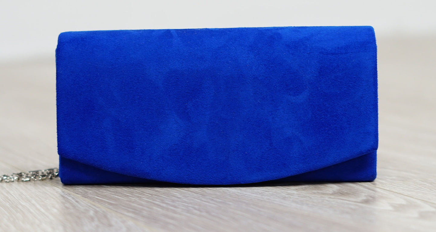 Blue Faux Suede Clutch