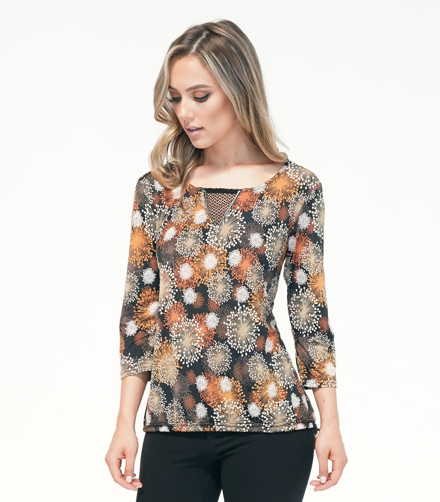 Printed Zip Detail Top