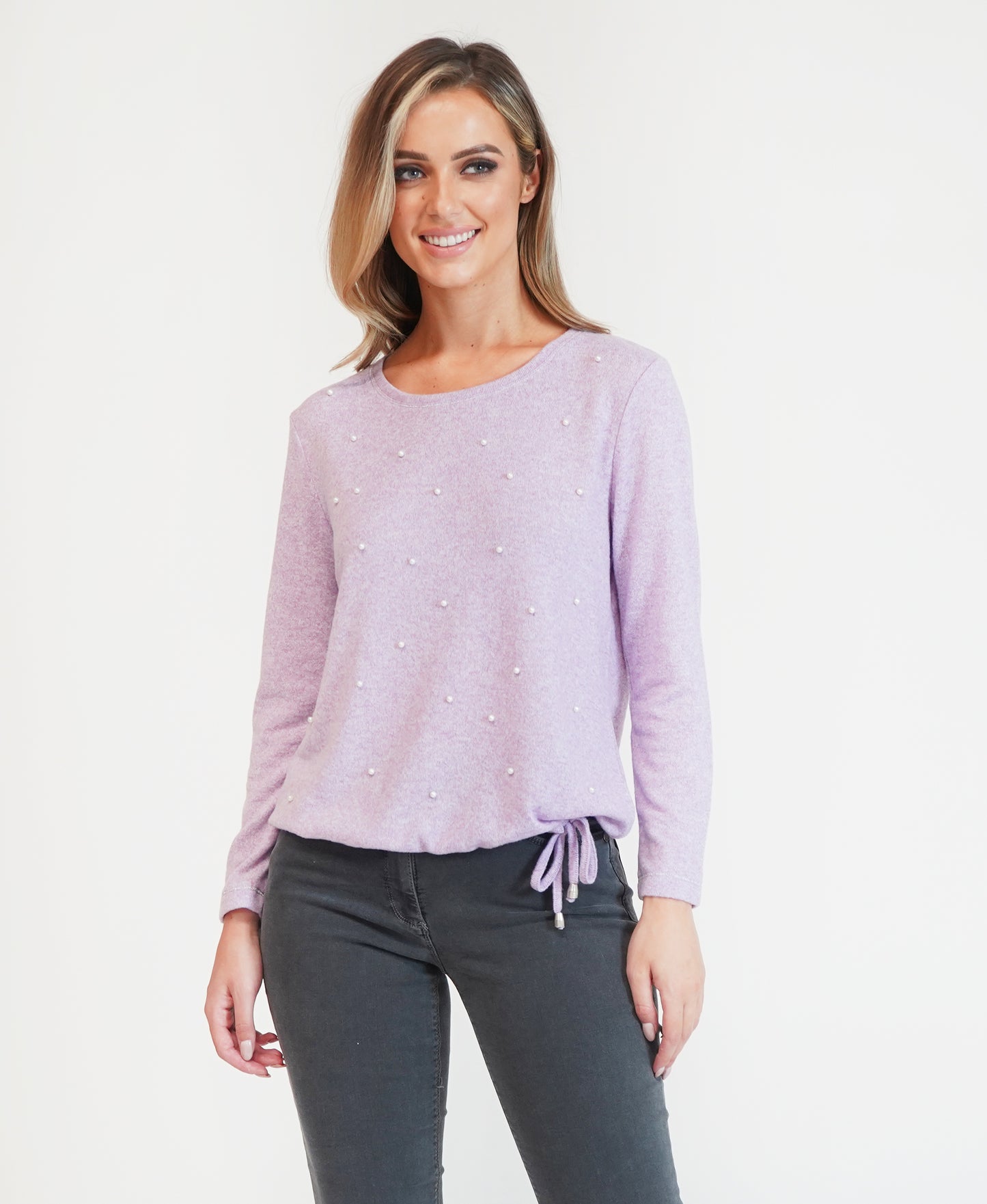 Pearl Detail Lilac Pullover