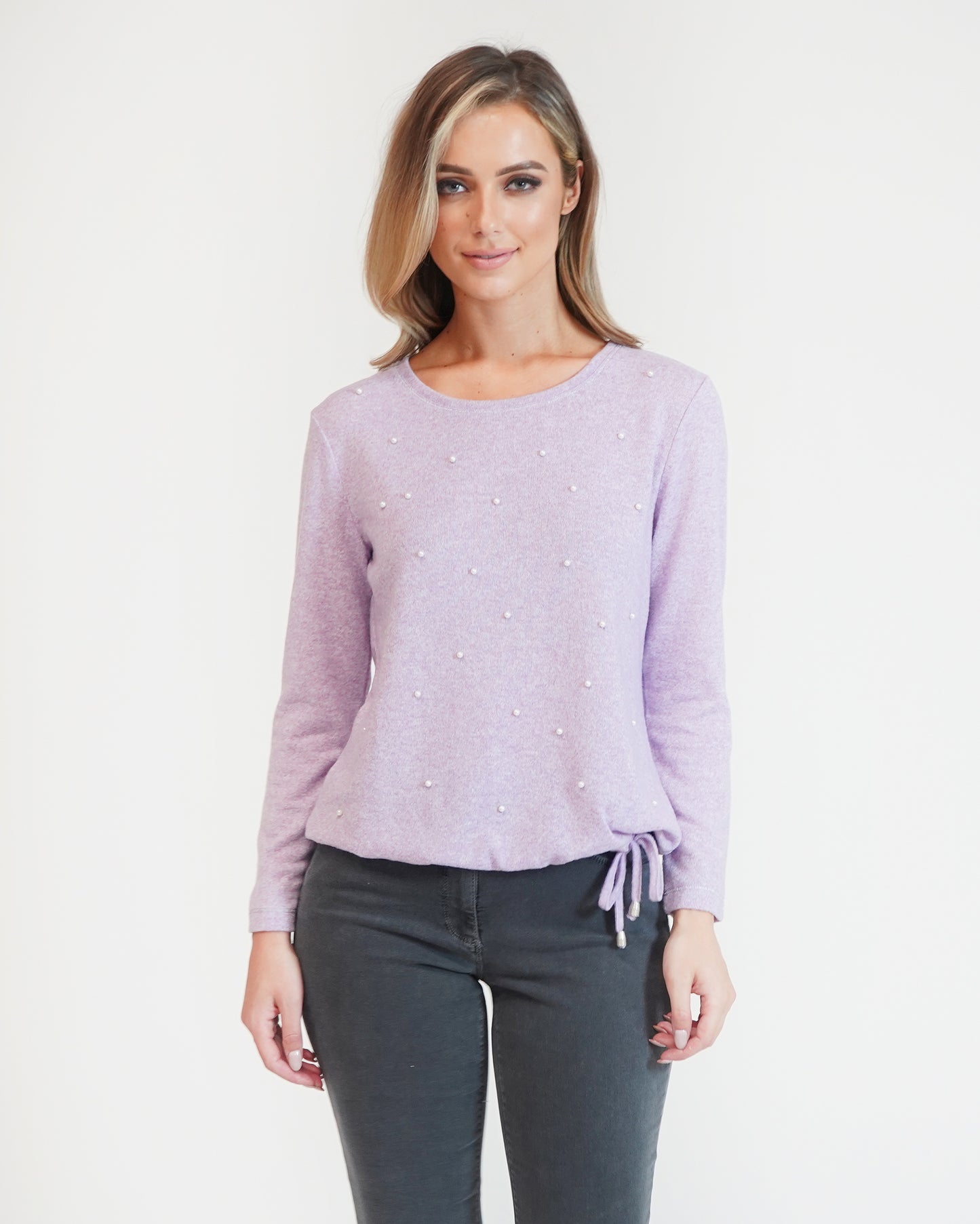 Pearl Detail Lilac Pullover