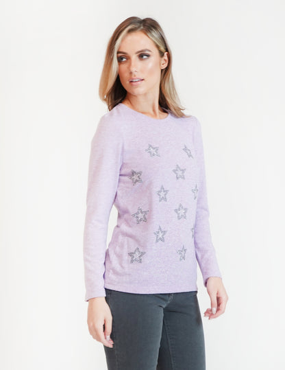 Lilac Star Studded Pullover