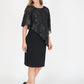 Black Metallic Leaf Pattern Cape Dress