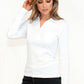 White Button Detail Polo Top