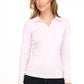 Pink Button Detail Polo Top-1