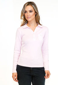 Pink Button Detail Polo Top-1