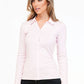 Pink Poplin Collar with Button Detail Knit