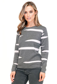 Grey and Pink Pattern Pullover