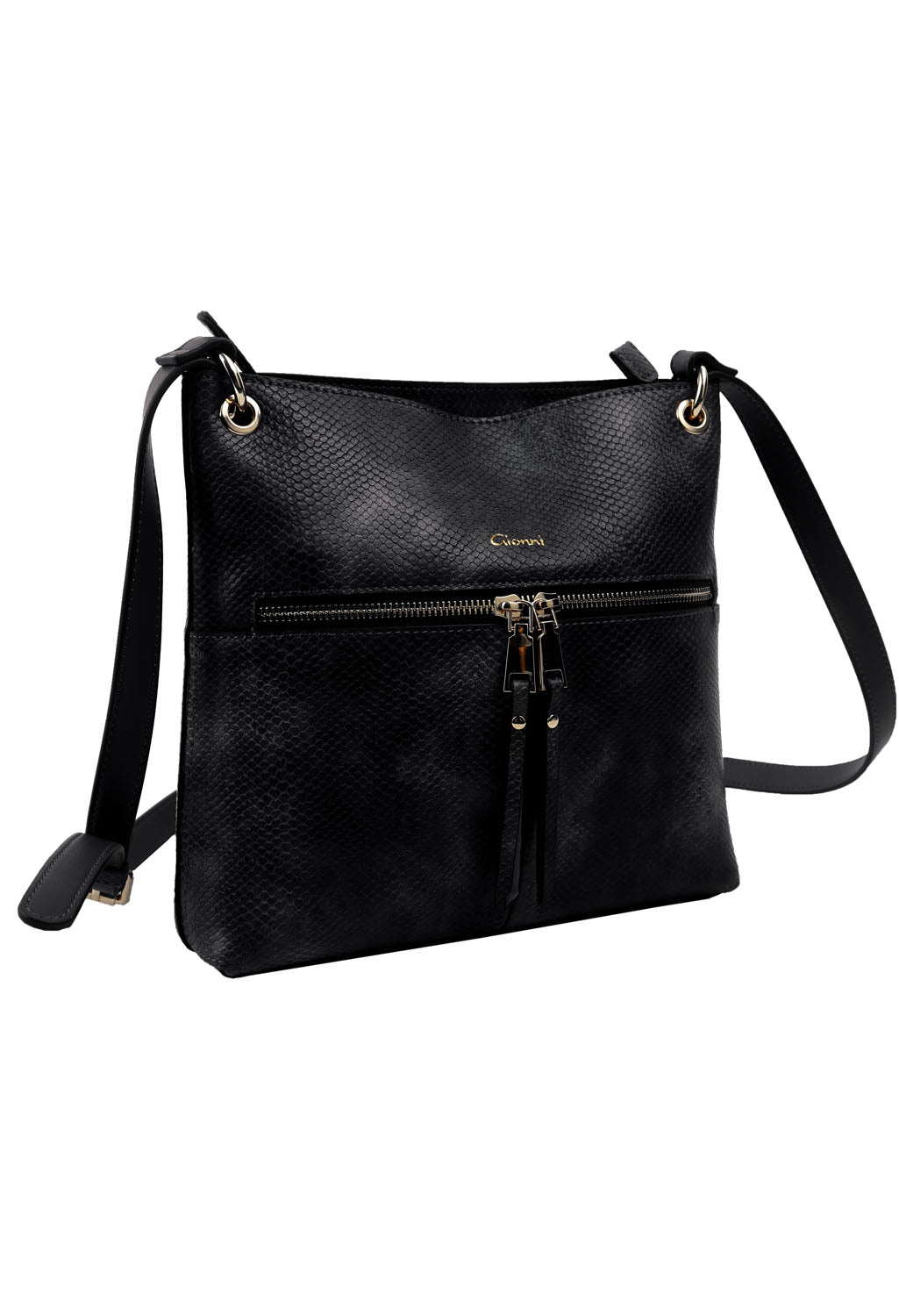 Gionni Black Texture Cross Body Bag