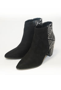 Black Snake Skin and Suede Heeled Boot