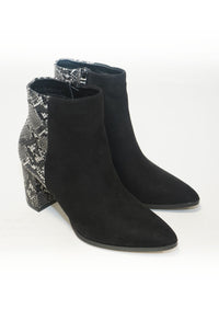 Black Snake Skin and Suede Heeled Boot