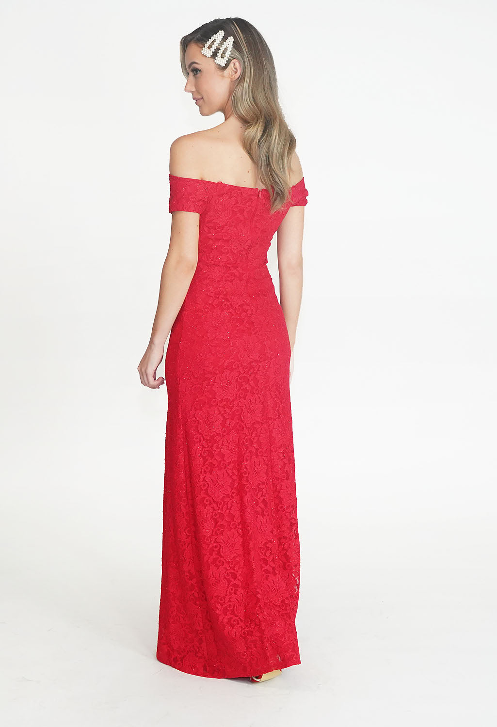 Red Sparkle Off The Shoulder Dress