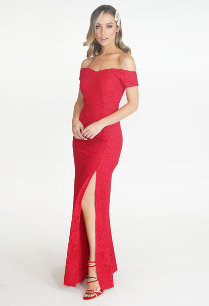 Red Sparkle Off The Shoulder Dress