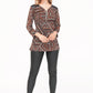 Black/Rust Pattern Top with Zip Detail