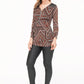 Black/Rust Pattern Top with Zip Detail