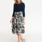 Navy & Cream Floral Pattern Dress