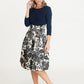 Navy & Cream Floral Pattern Dress