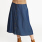 Blue Button Detail Midi Skirt