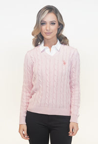 Soft Rose V NECK CABLE KNIT JUMPER