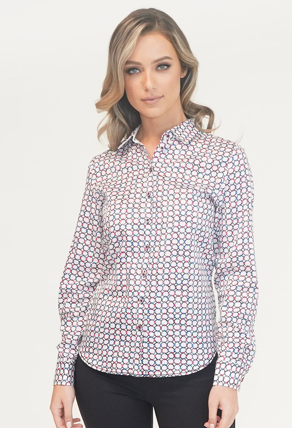 Pink and Purple Circle Print Shirt