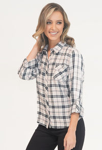 Navy and Pink Checked Shirt