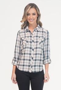 Navy and Pink Checked Shirt