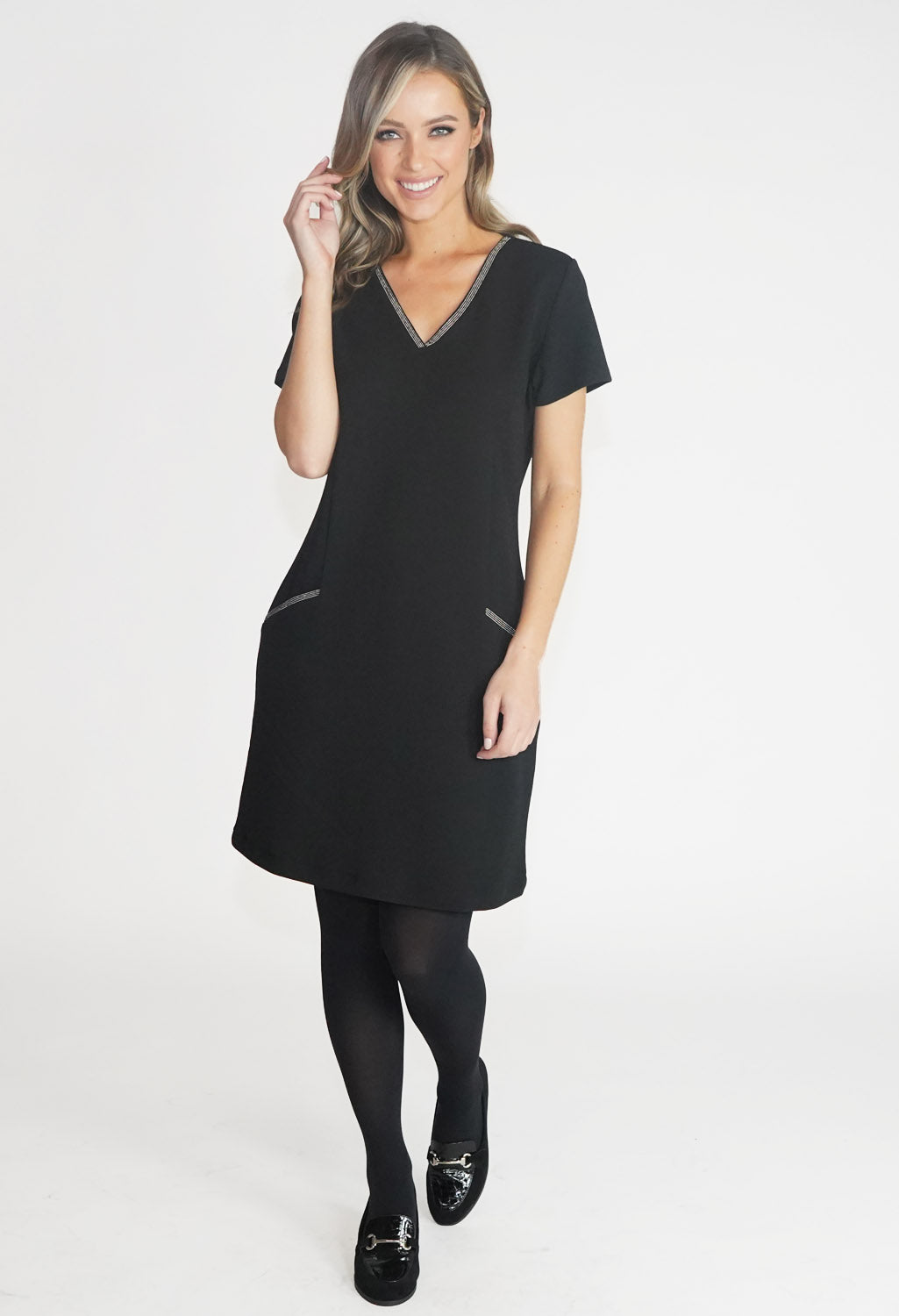 Black V Neck Dress