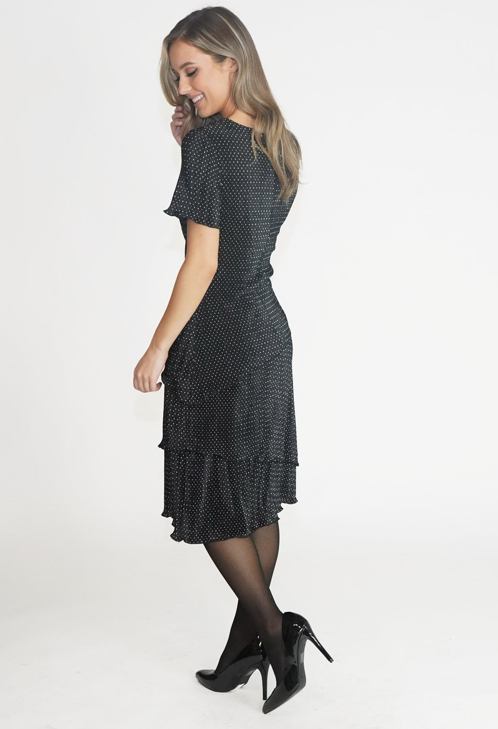 Black Spot Midi Dress