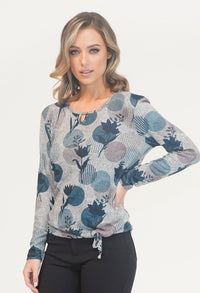 Grey and Blue Pattern Top