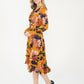 Mustard Floral Pattern Print Dress