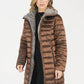 Bronze Metallic Faux Fur Trim Winter Coat