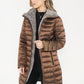 Bronze Metallic Faux Fur Trim Winter Coat