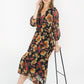 Black Floral Wrap Dress