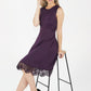 Deep Purple Stretch Lace Hem Detail Dress