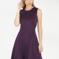 Deep Purple Stretch Lace Hem Detail Dress