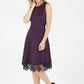 Deep Purple Stretch Lace Hem Detail Dress