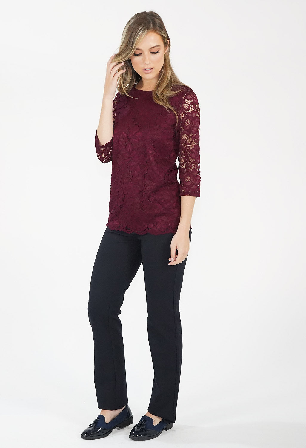 Wine Lace Top