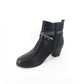 Black Block Heel Boot with Ring Detail