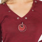 Bordeaux V Neck Top