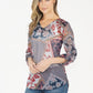 Red/Blue Floral Pattern V Neck Top