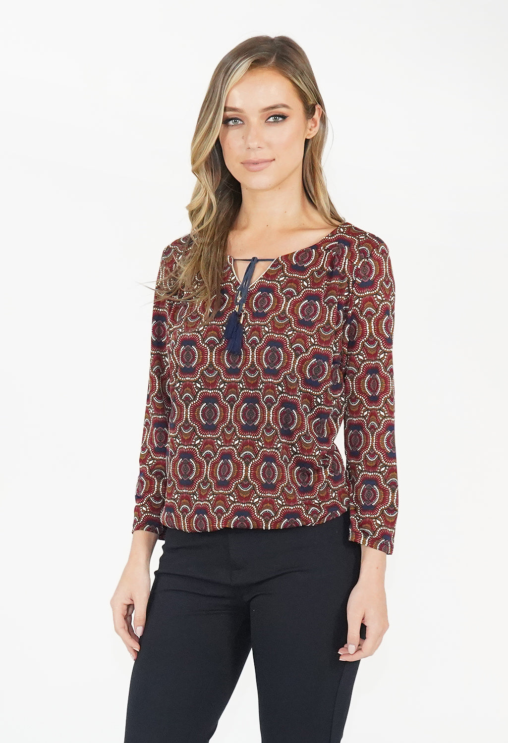 Bordeaux/Navy Design Top