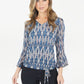 Blue Pattern Tie Detail Top