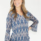 Blue Pattern Tie Detail Top