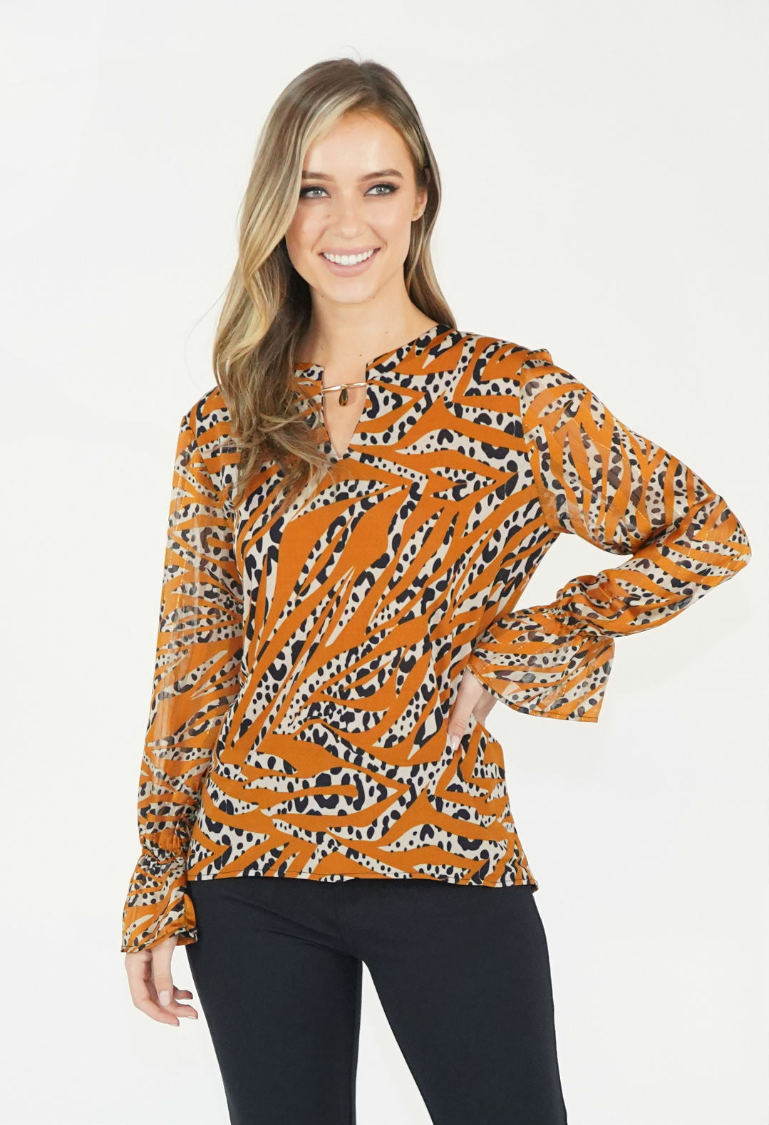 Mustard Animal Print Top