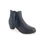 Navy Block Heel Boot with Contrasting Side Panel