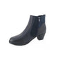 Navy Block Heel Boot with Contrasting Side Panel