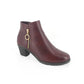 Bordeaux Block Heel Ankle Boot with Gold Zip