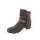 Brown Block Heel Ankle Boot with Double Strap Detail